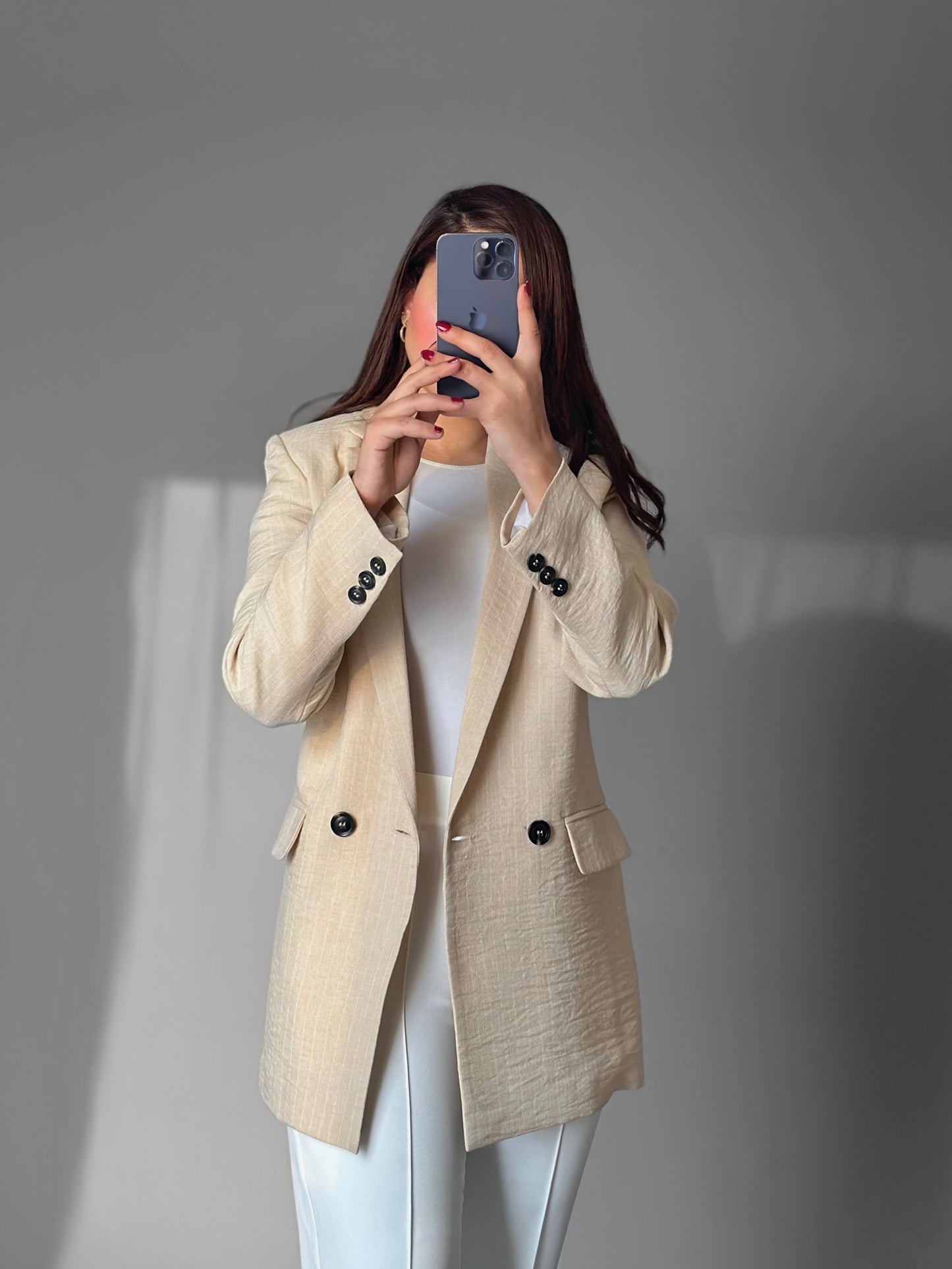 lined linen beige blazer