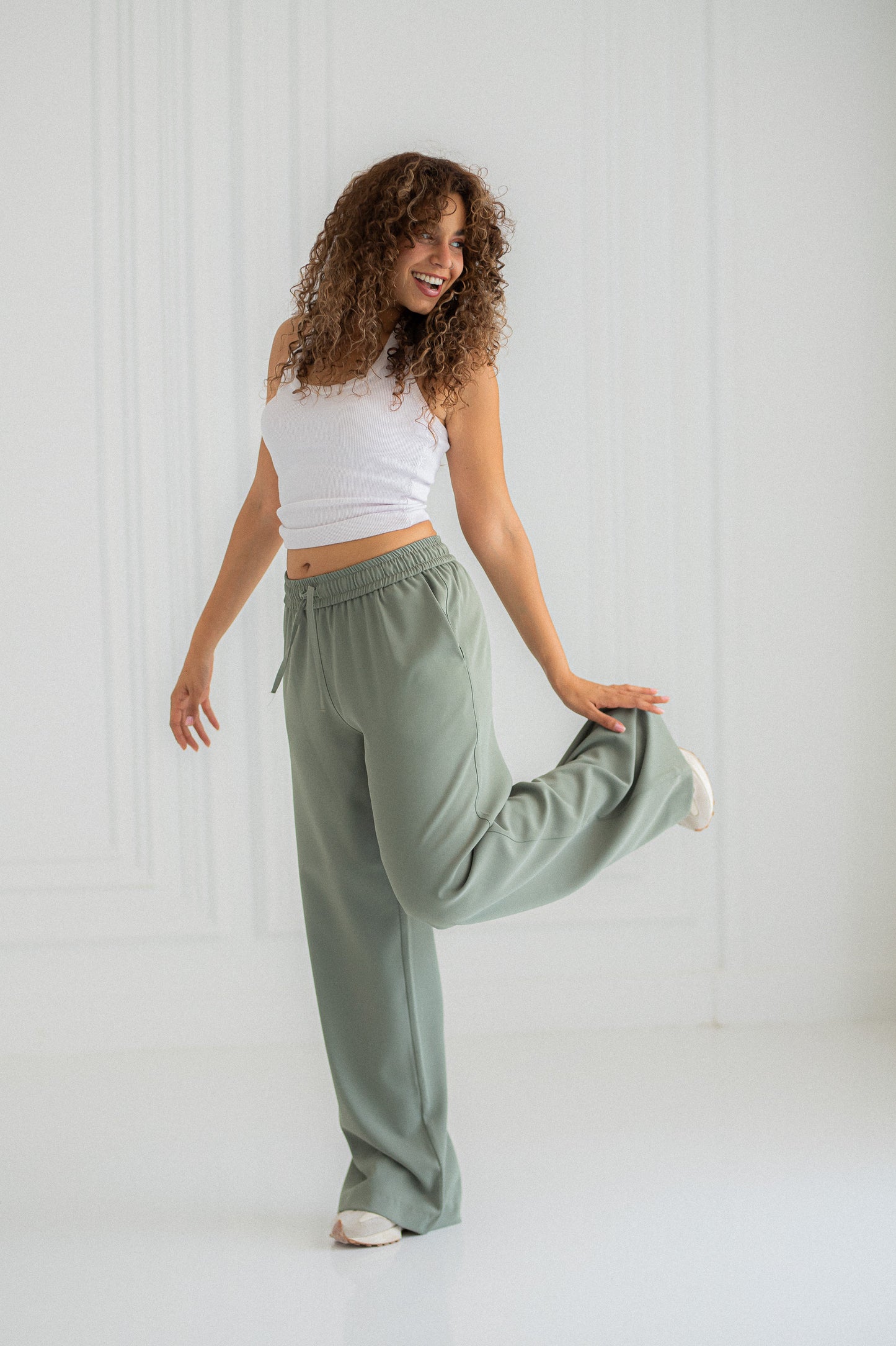 olive wide leg pants