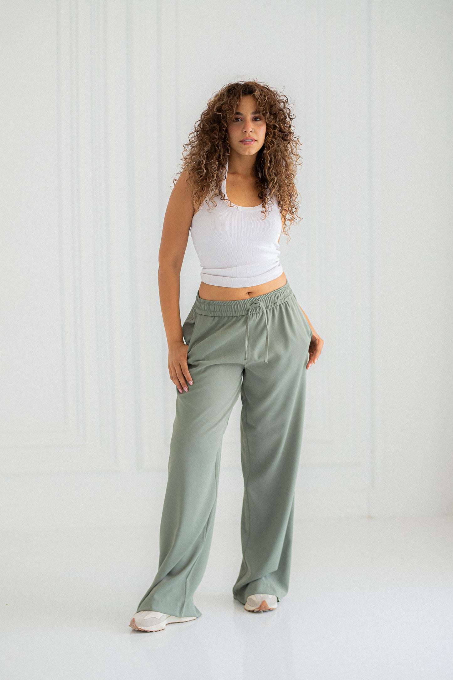 olive wide leg pants