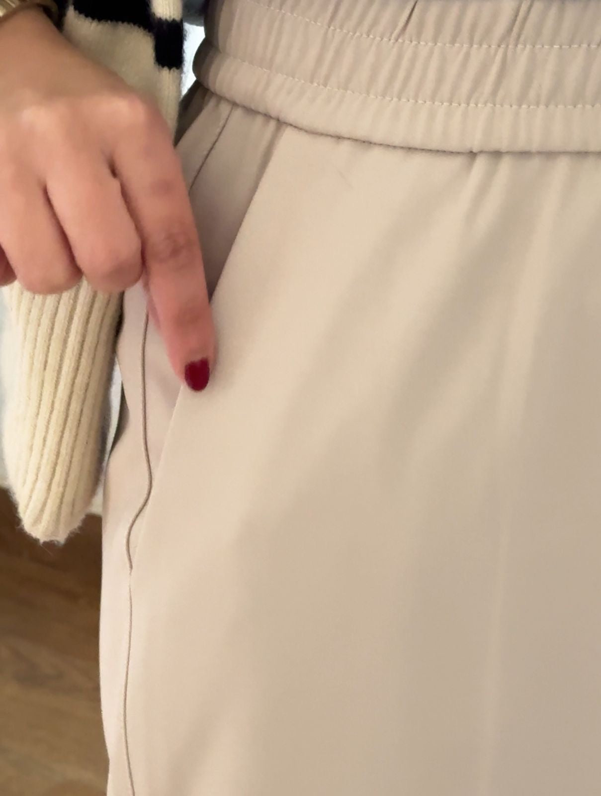 Beige-Trouser wide leg