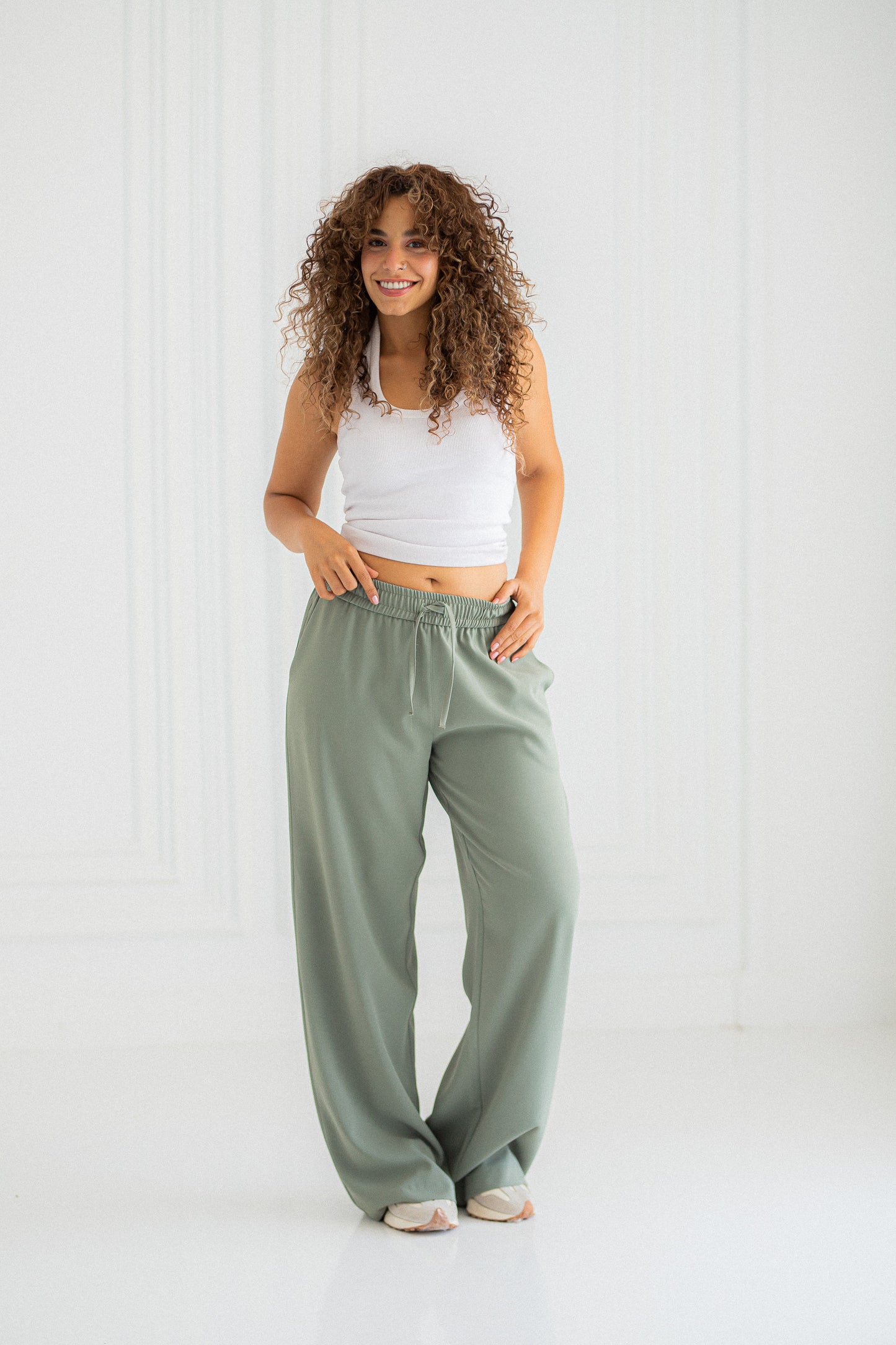 olive wide leg pants