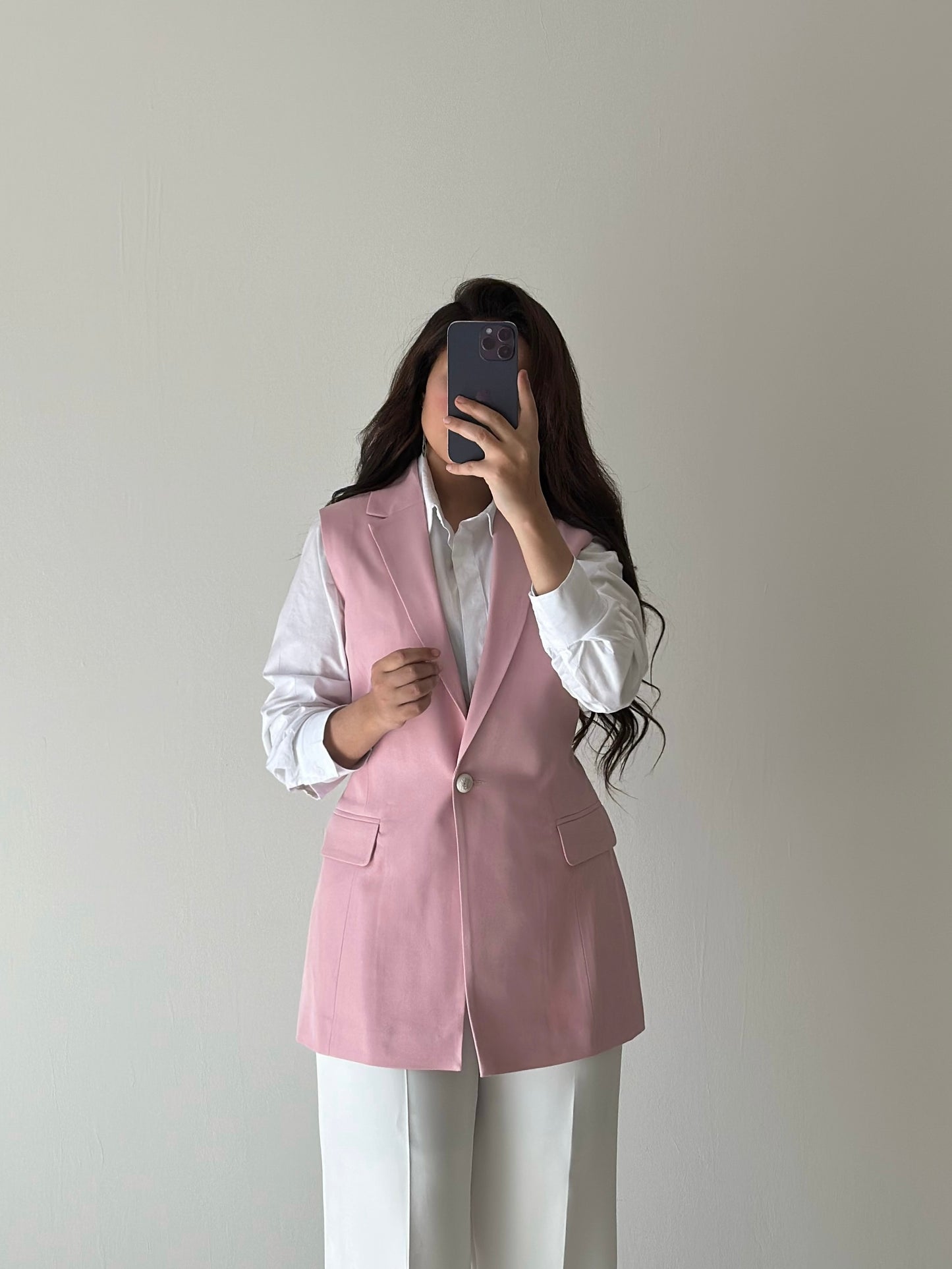 pink long vest