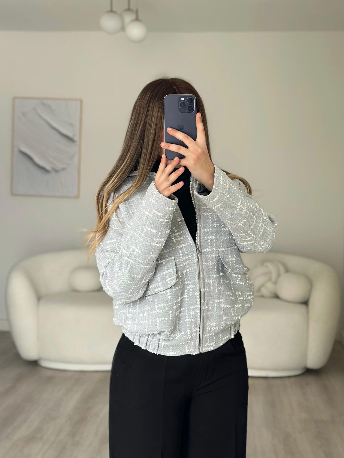 Wool zipper grey jacket