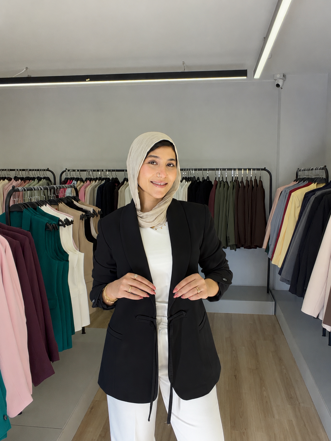 black tie-waist blazer