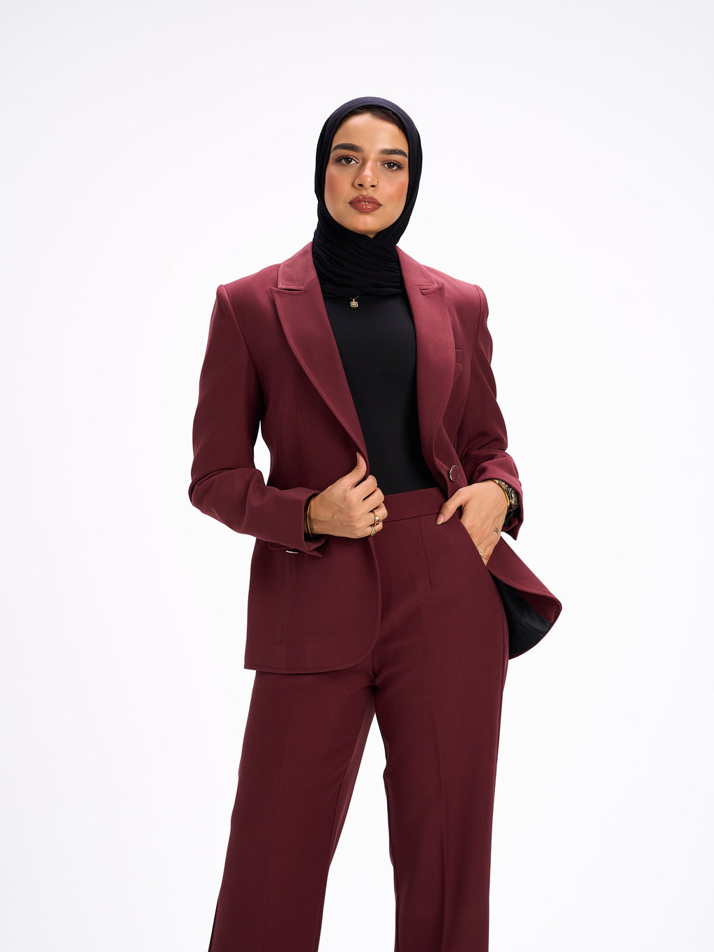 Elora burgundy suit