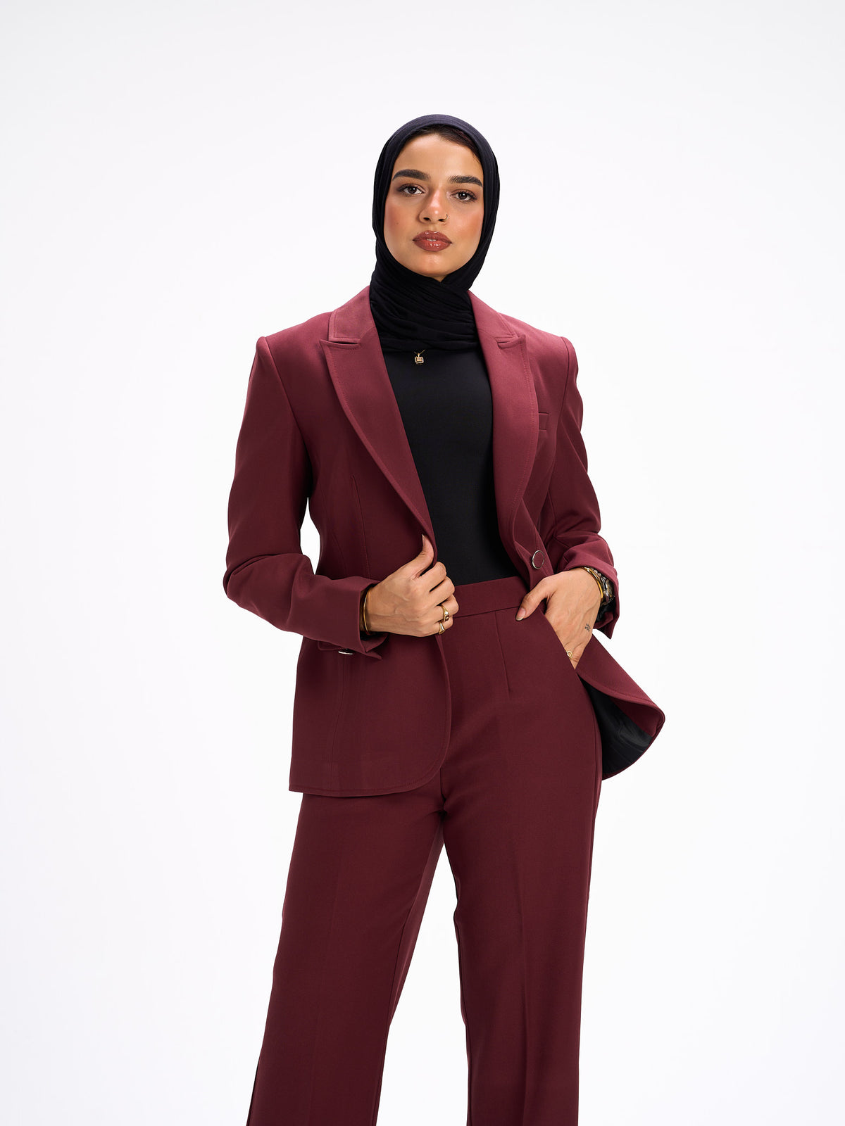 Elora burgundy suit