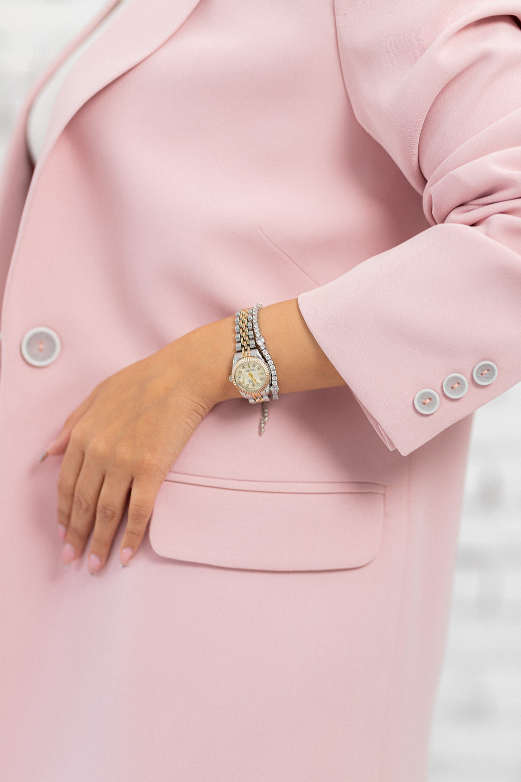 pink long blazer