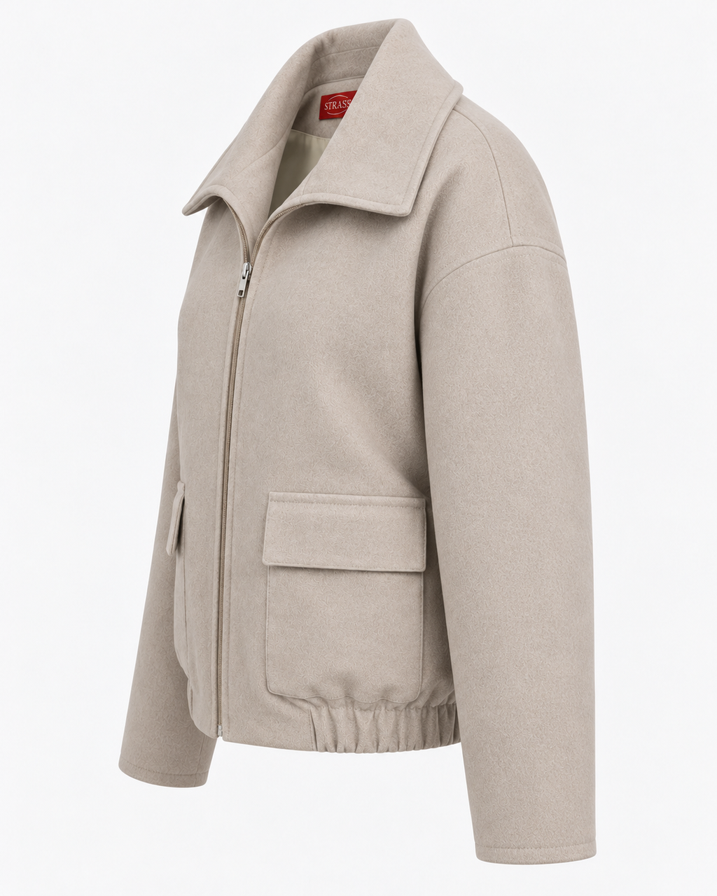 Wool zipper beige jacket