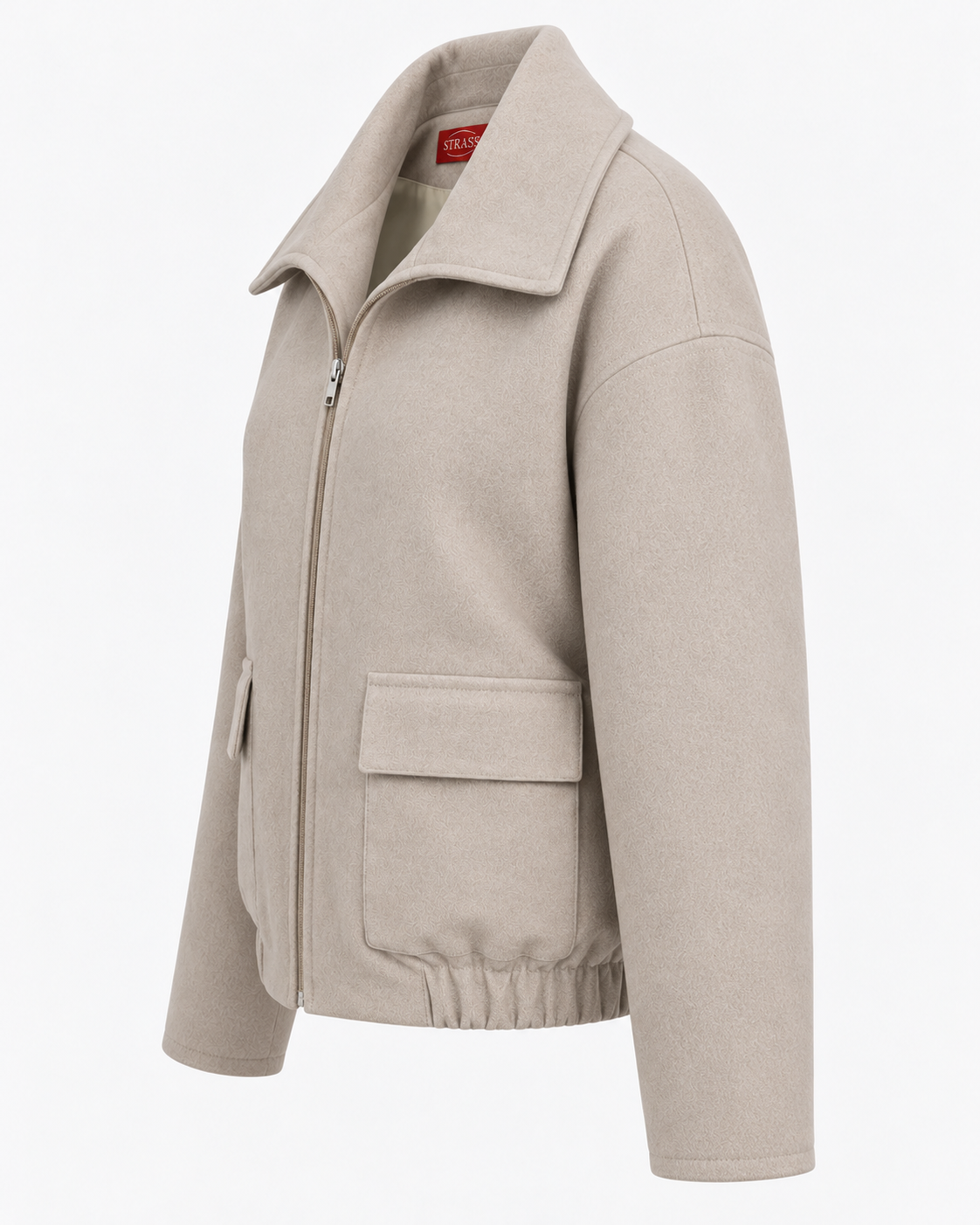 Wool zipper beige jacket