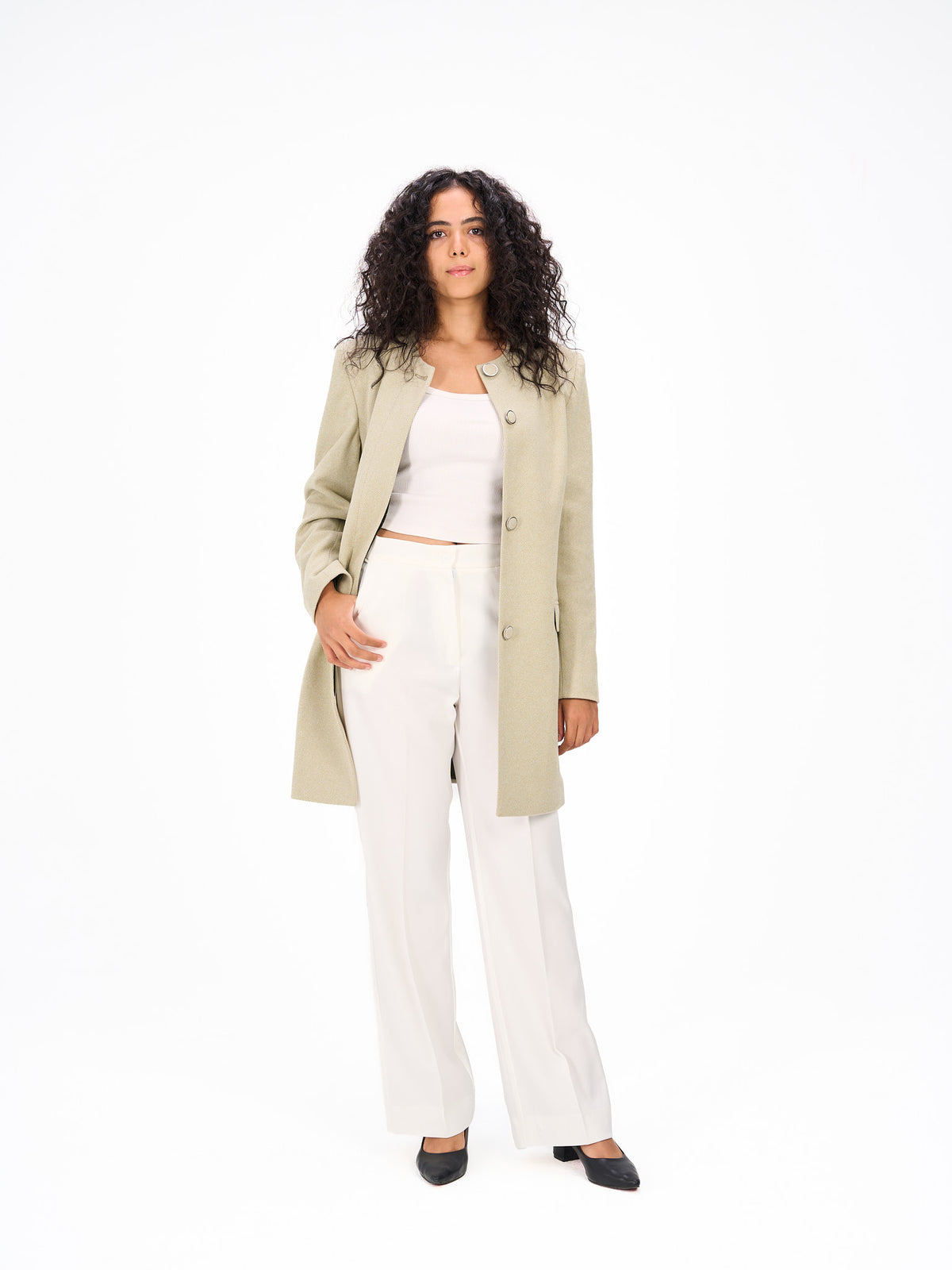 Round neck mint coat