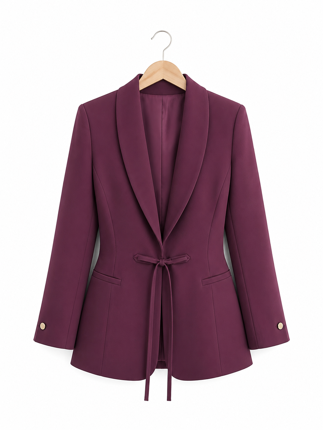 burgundy tie-waist blazer