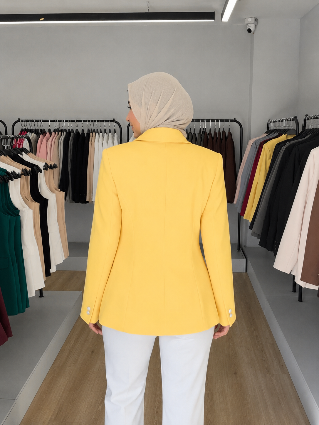 yellow tie-waist blazer
