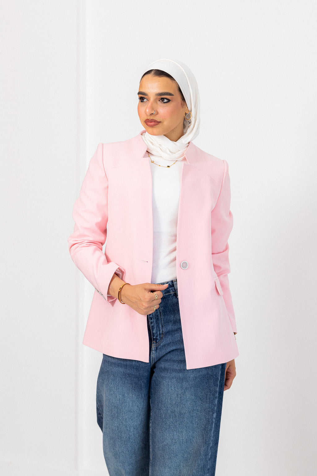 pink-notched blazer