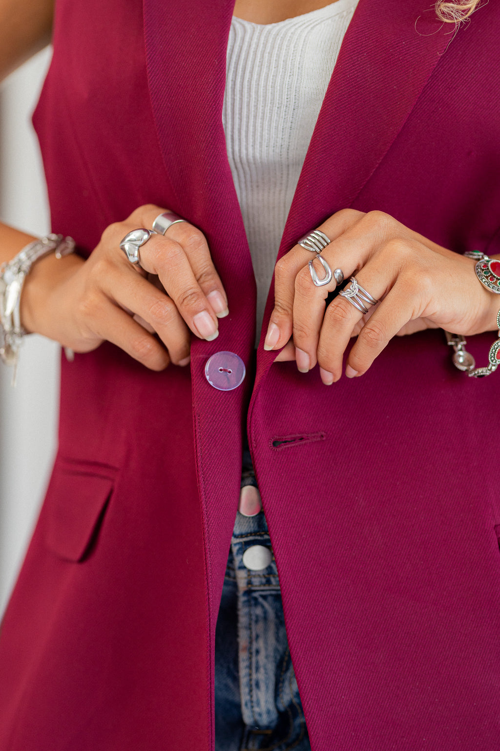 burgundy longline vest