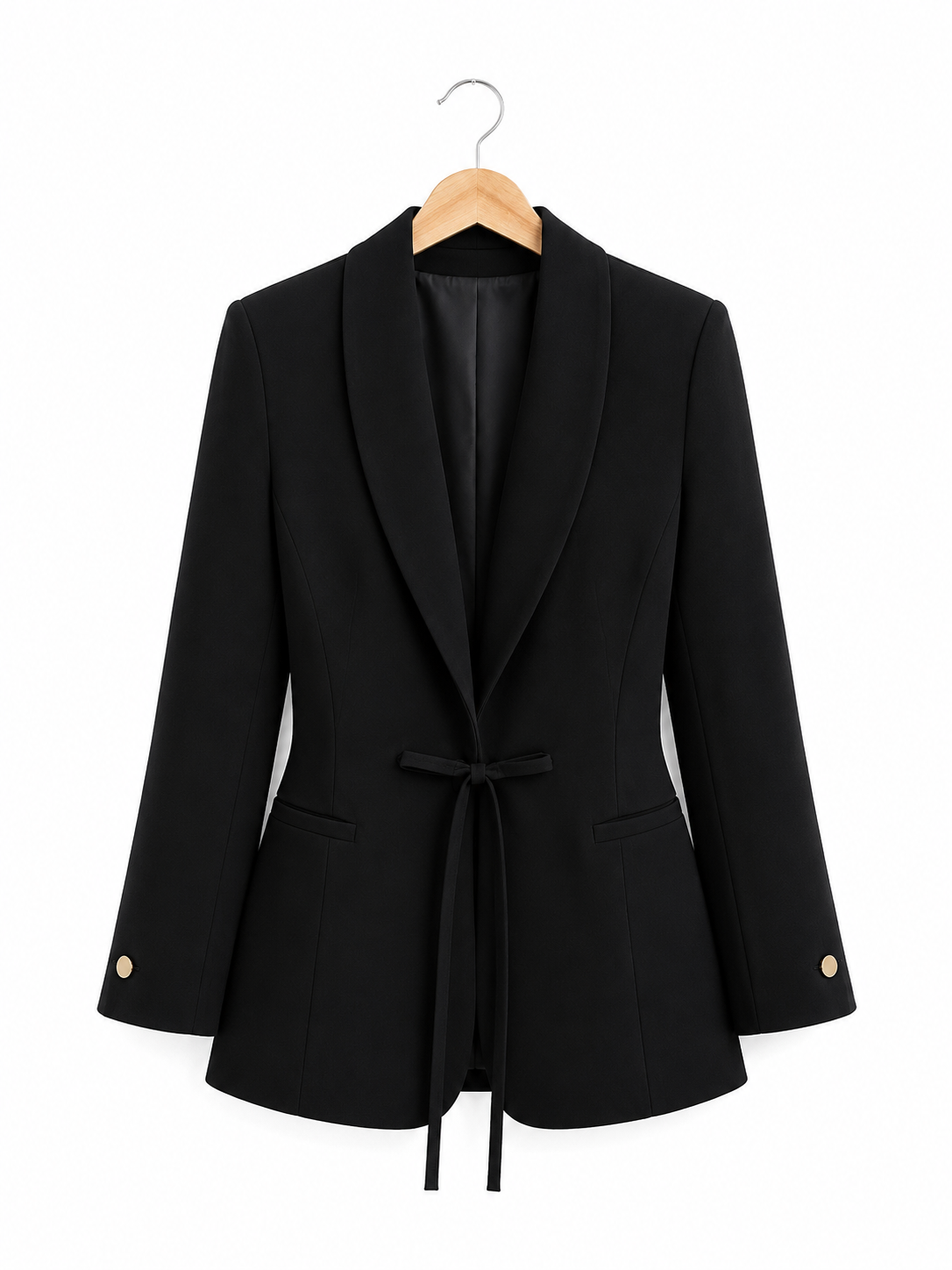 black tie-waist blazer