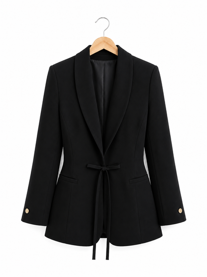 black tie-waist blazer