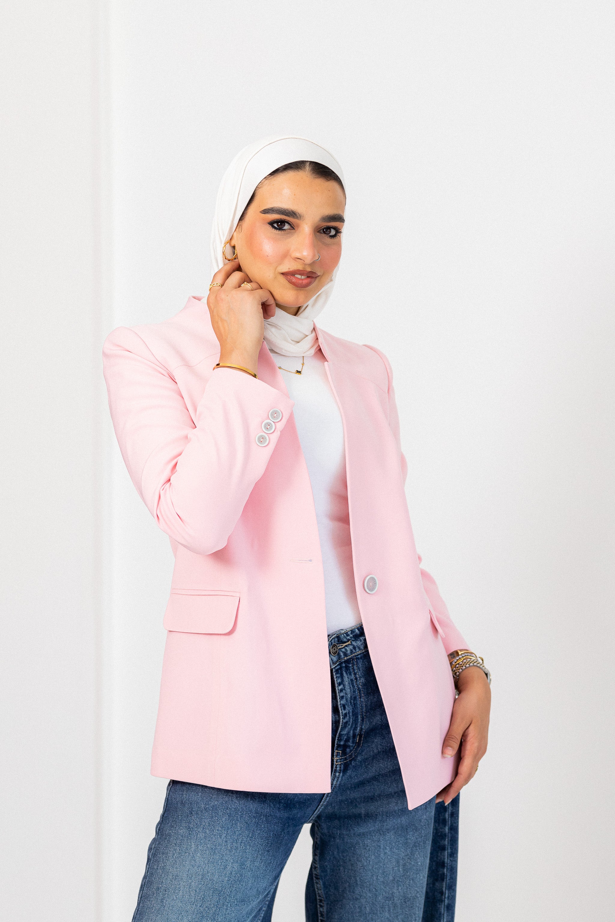 pink-notched blazer