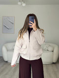 Wool zipper beige jacket