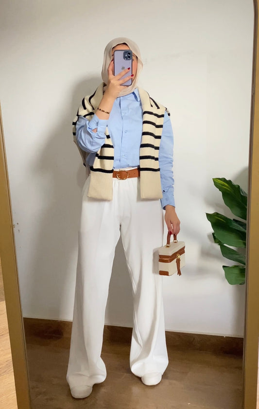 White-Trouser wide leg