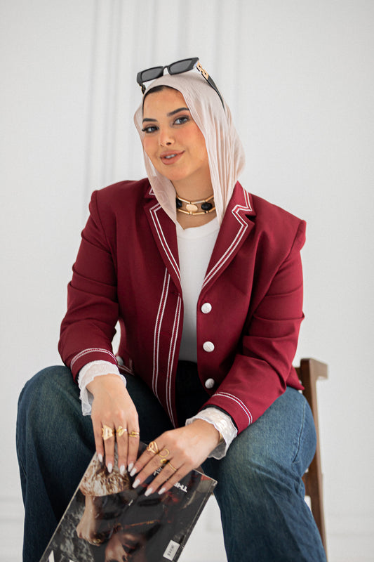burgundy statement blazer