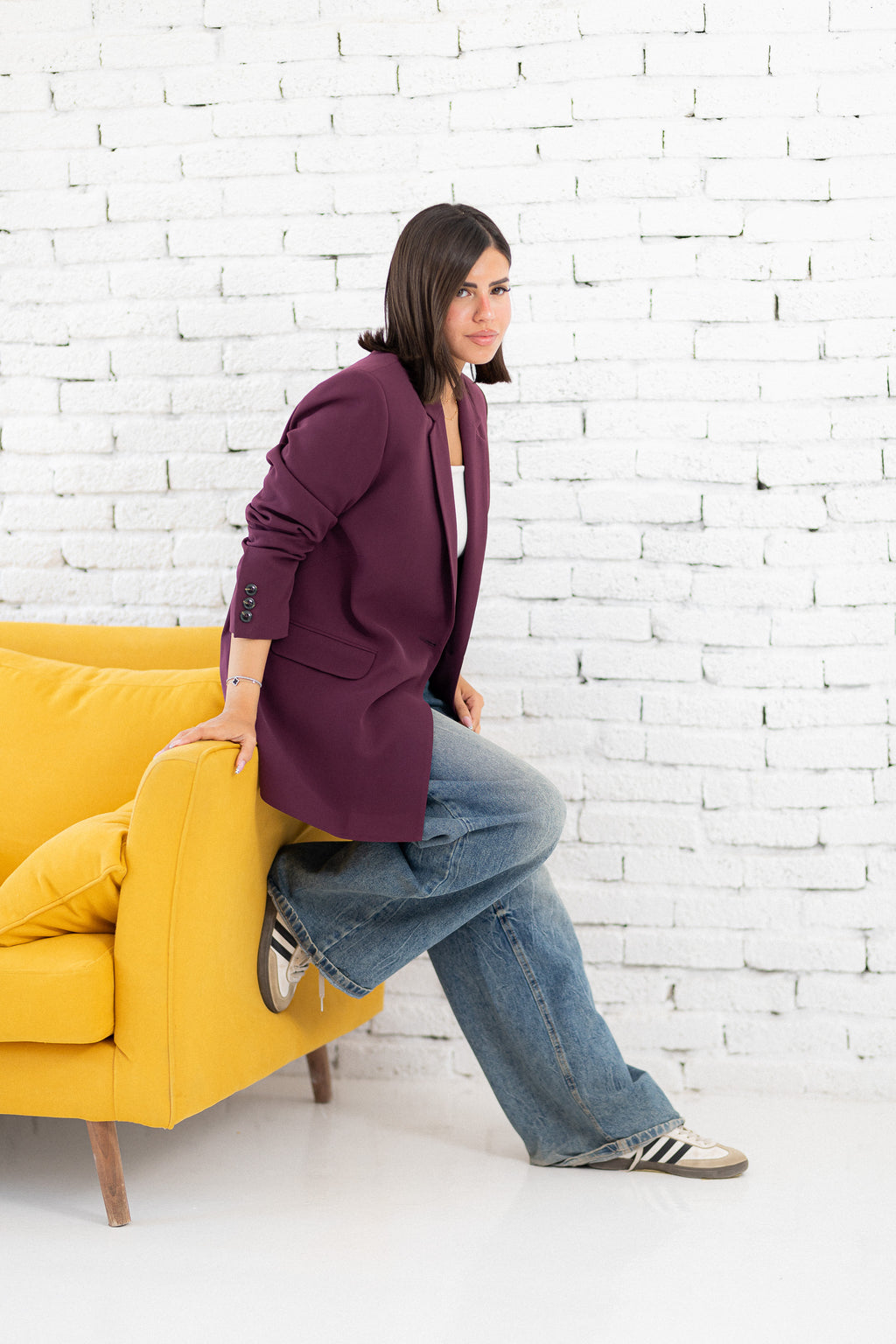 burgundy long blazer
