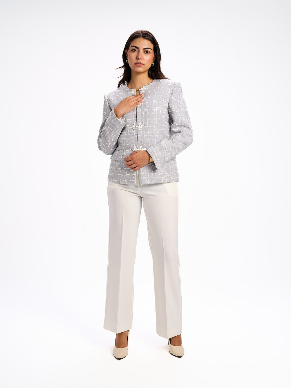 Royal grey x white blazer