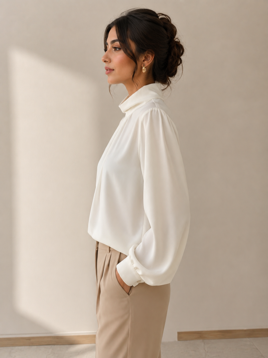 high neck blouse