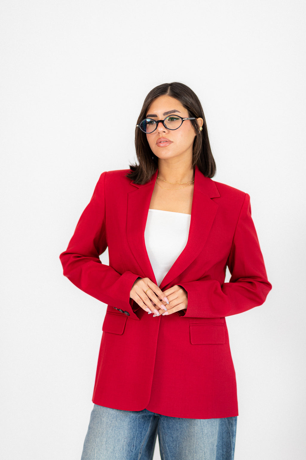 classic red blazer