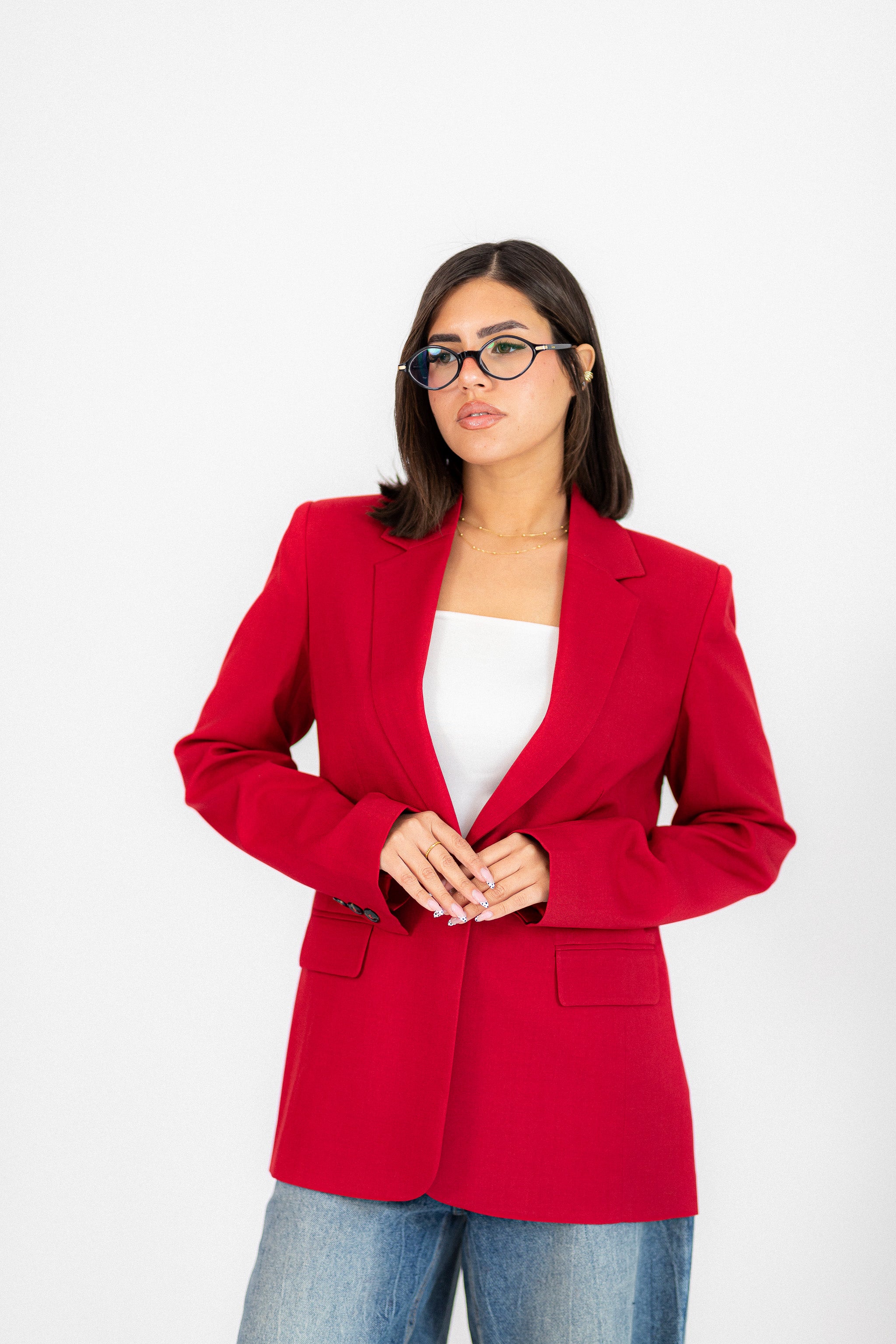 classic red blazer