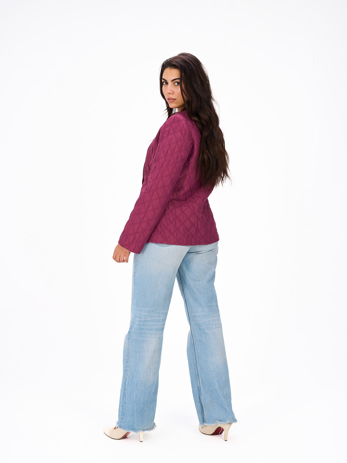 One button burgundy blazer