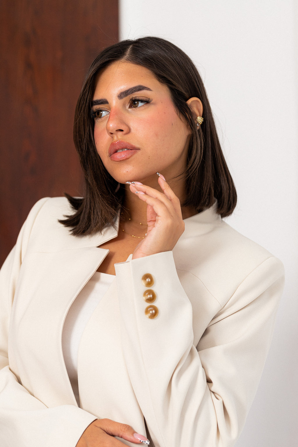 beige notched blazer