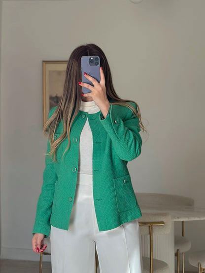 green short bucklet blazer