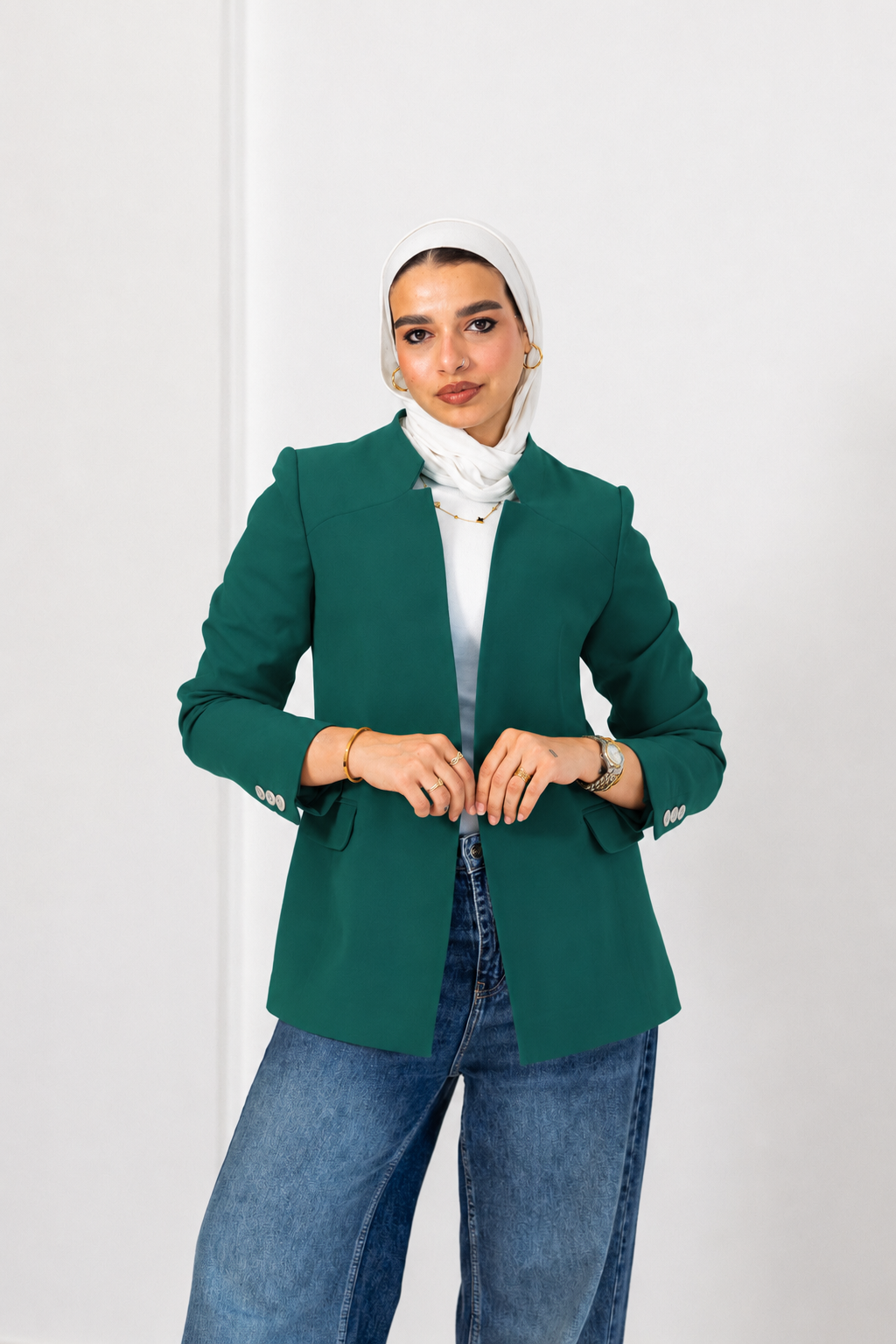 Olive green notched blazer