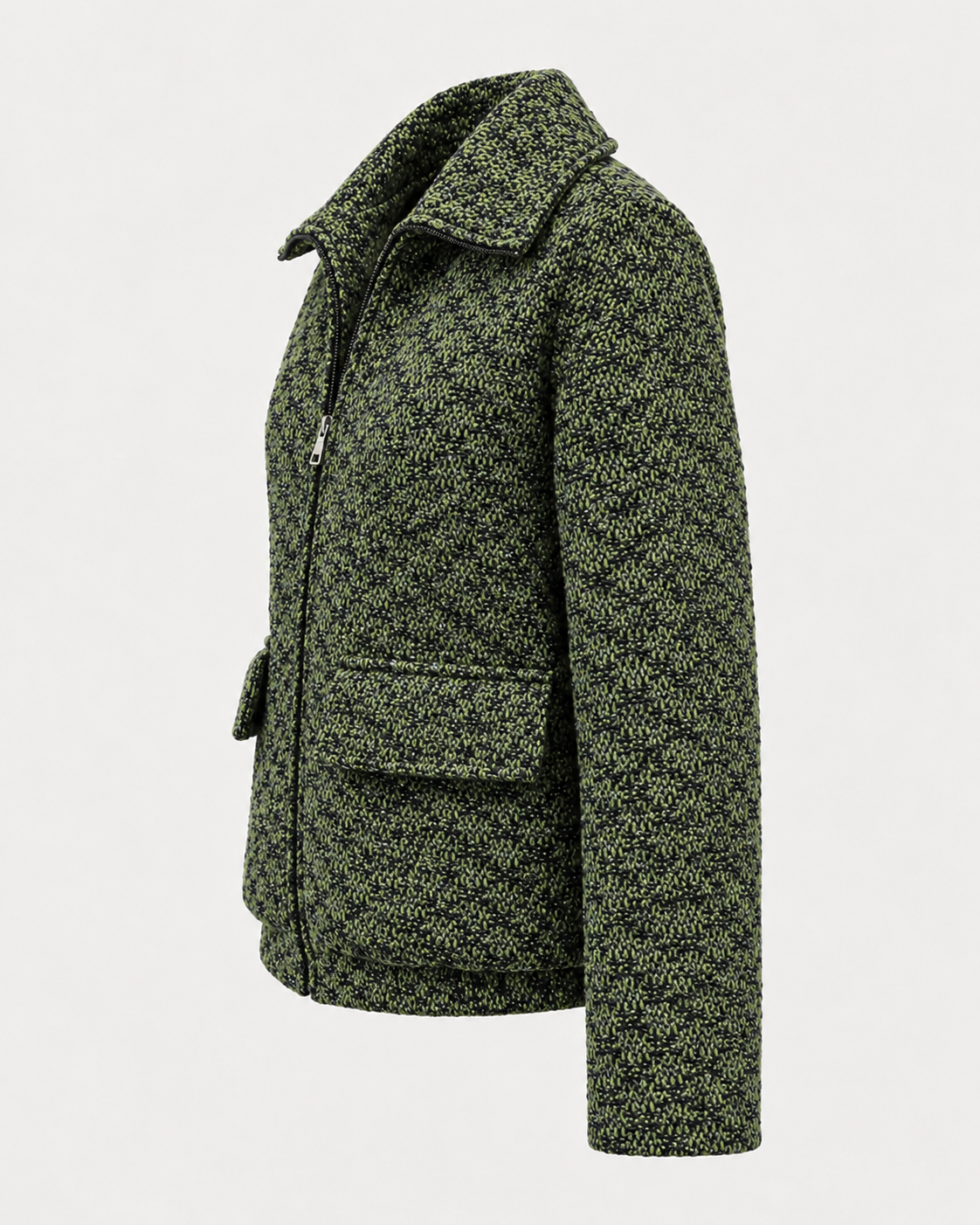 Wool zipper green blazer