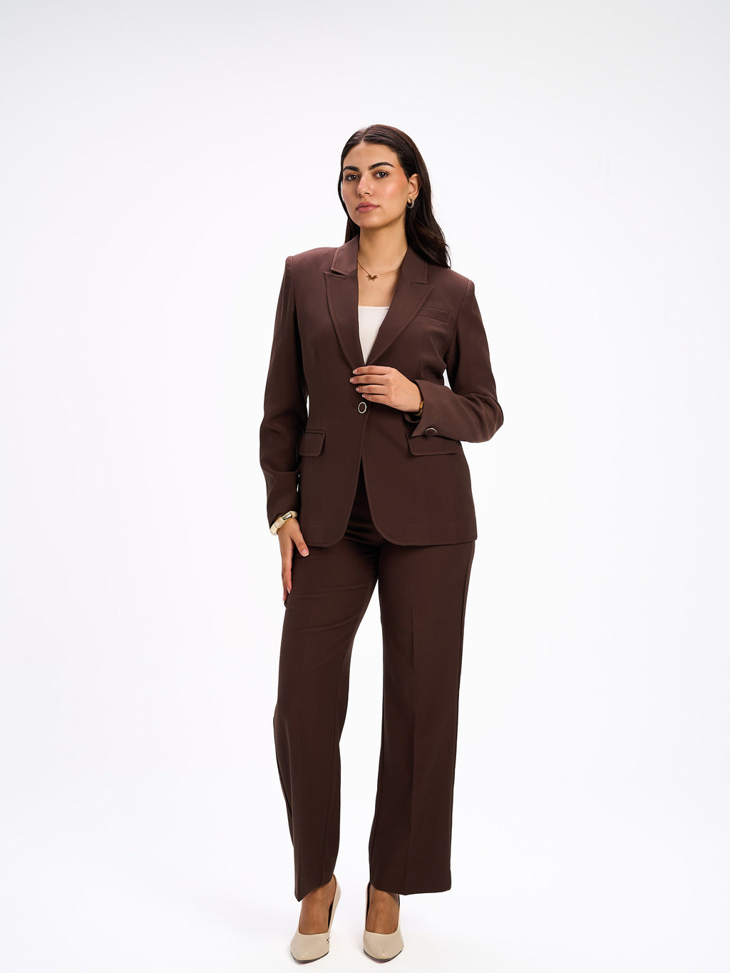 Elora brown suit