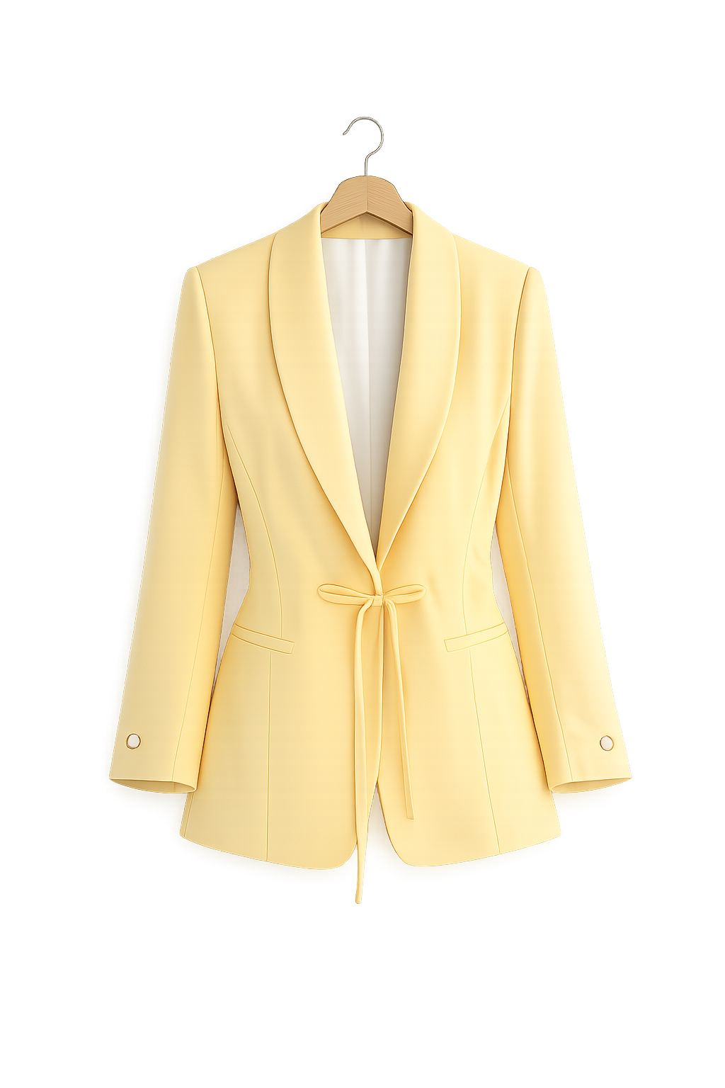 yellow tie-waist blazer