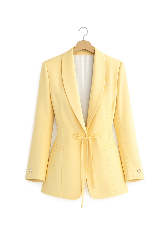 yellow tie-waist blazer