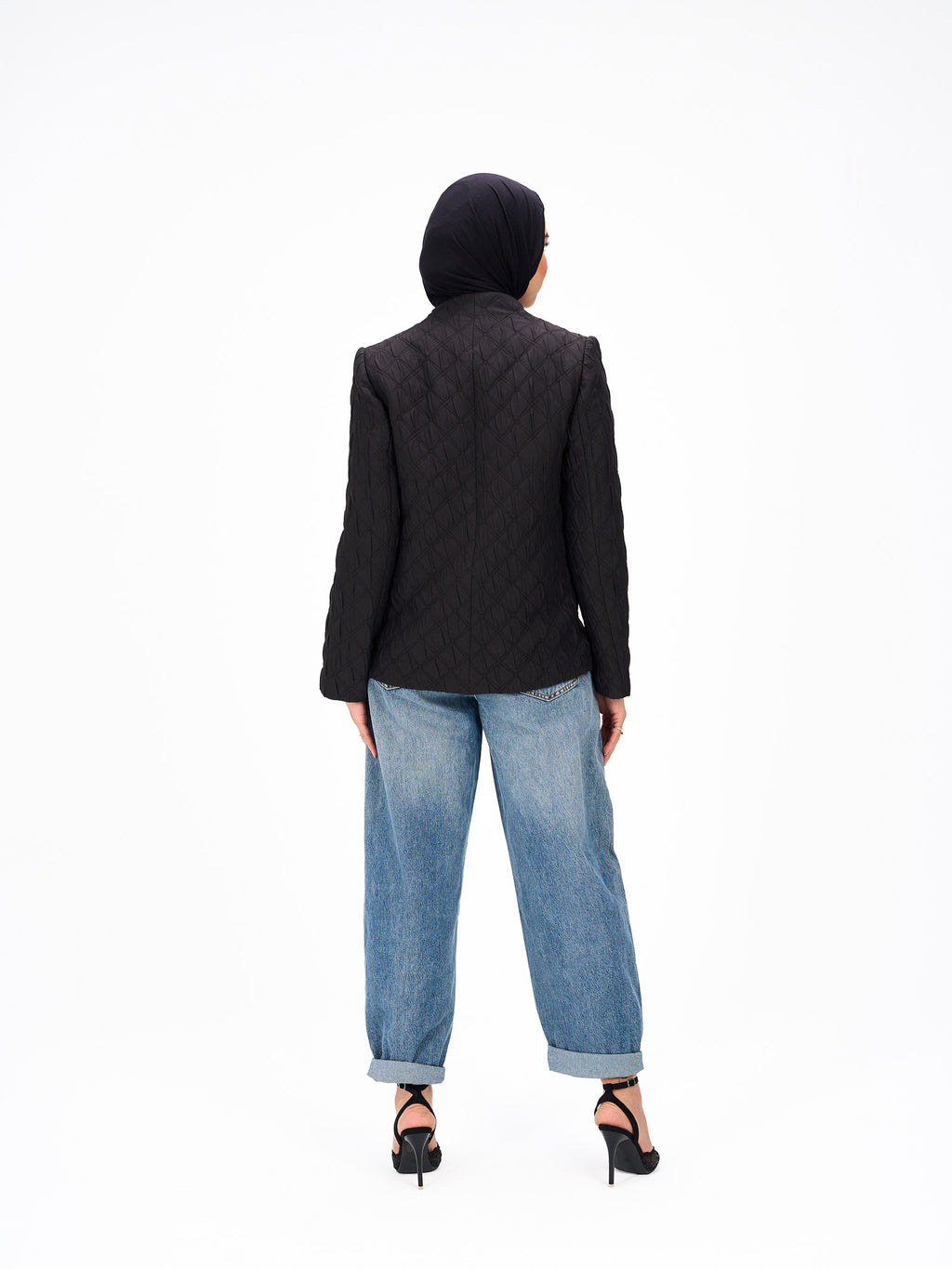 One button black blazer