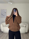 Wool zipper brown jacket