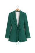 olive green tie-waist blazer