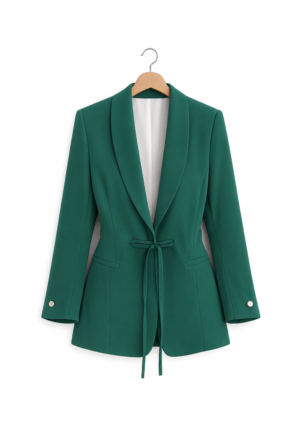 olive green tie-waist blazer