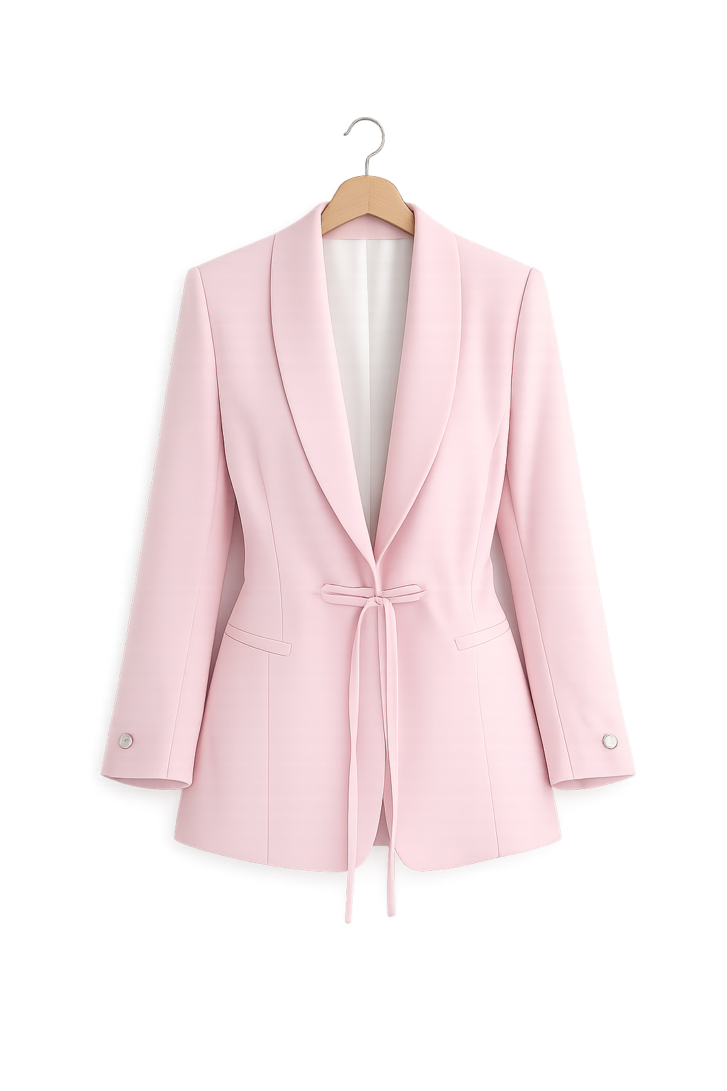 pink tie-waist blazer