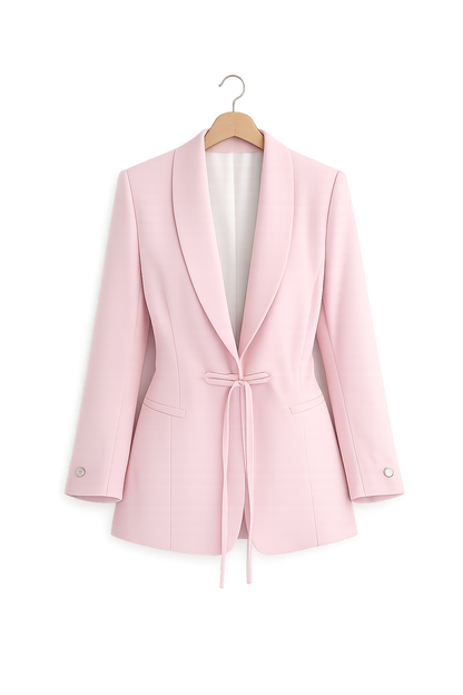 pink tie-waist blazer