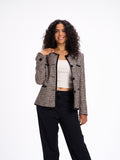 collarless black x white blazer