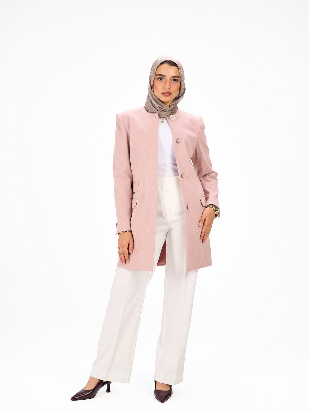 Round neck pink coat