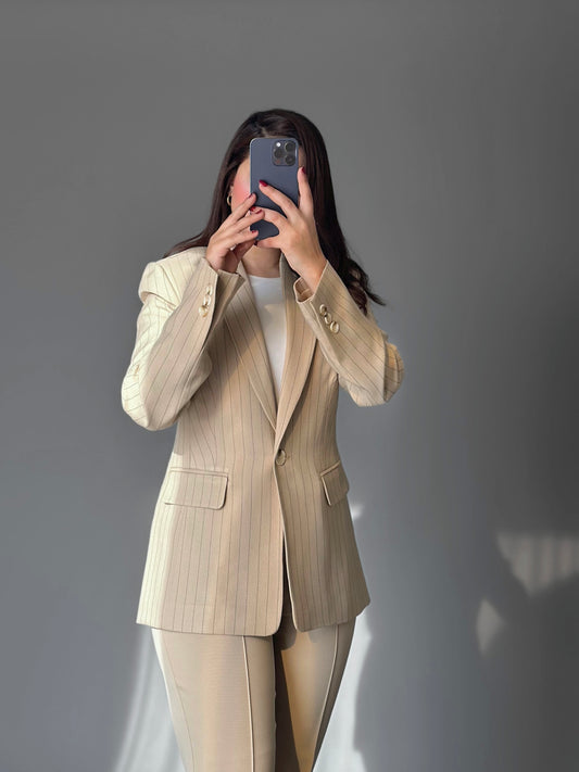 lined beige tr blazer