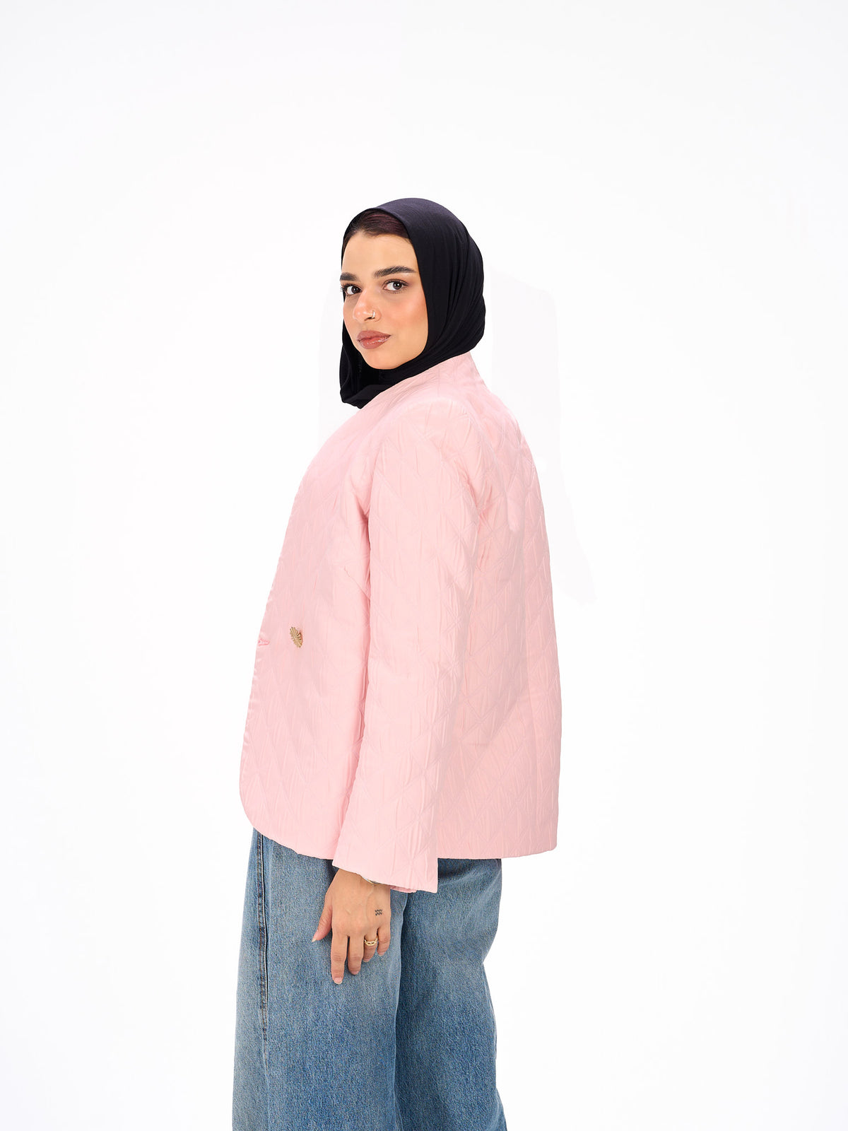 One button pink blazer