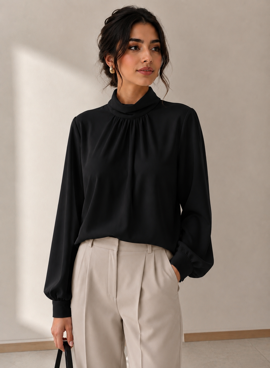 black high neck blouse