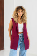 burgundy longline vest