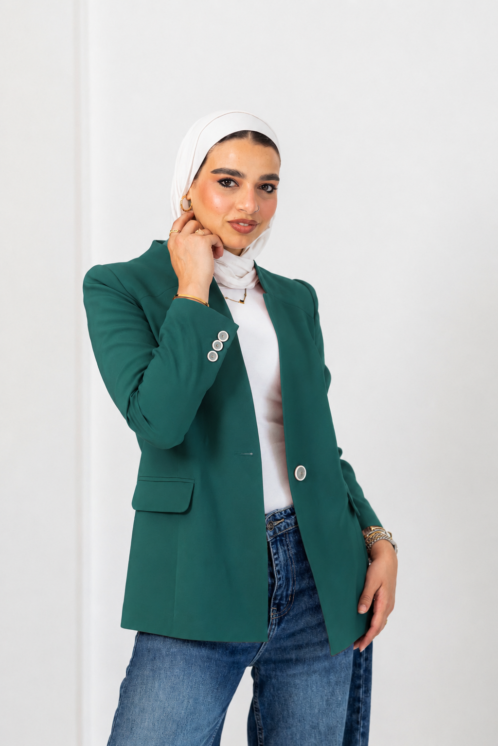 Olive green notched blazer
